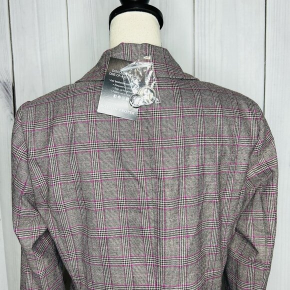 NWT Boston Proper Glen Plaid Single Button Lined Business Blazer Sz 12 Gray Pink - Picture 9 of 11